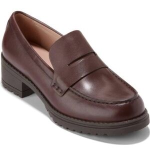 Cole Haan Leather Lug Penny Loafer, Madeira/Dark Brown/Oxblood/Maroon, “Camea” 7